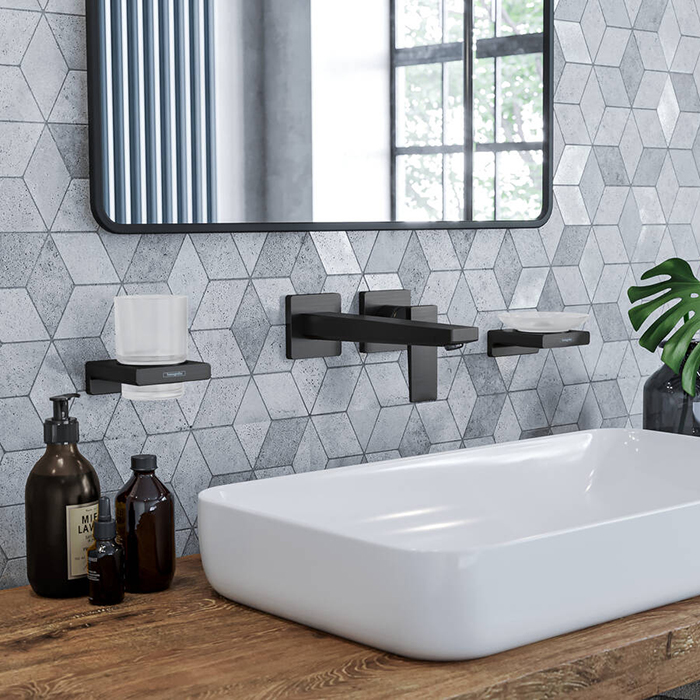 Hansgrohe AddStoris Стакан для зубных щеток подвесной, матовое стекло, латунь цвет: черный 41749670