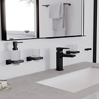 Hansgrohe AddStoris Стакан для зубных щеток подвесной, матовое стекло, латунь цвет: черный 41749670