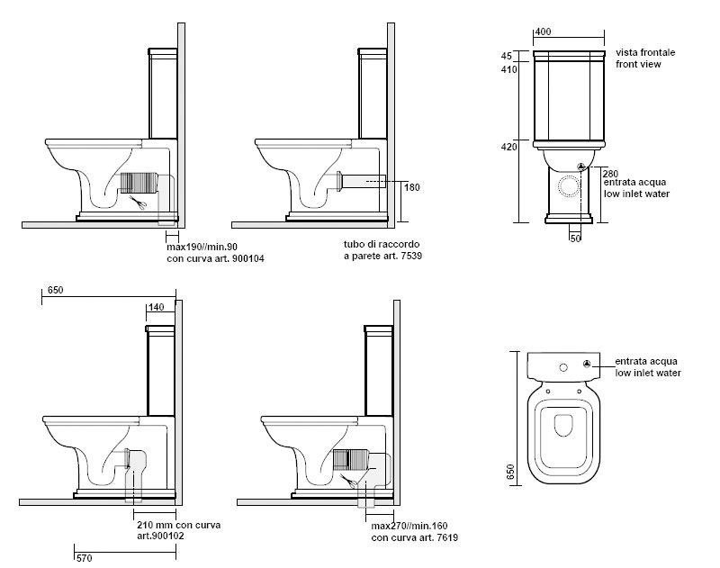 Kerasan Waldorf Бачок для унитаза моноблок, без механизма, цвет: Bianco lucido 418101
