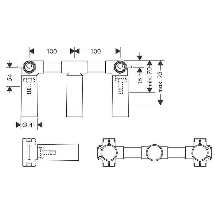 Axor Встраиваемая часть настенного смесителя на 3 отверстия 10303180