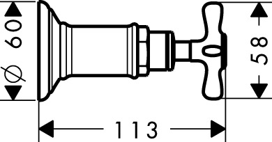 Axor Montreux Запорный вентиль с крестообразной рукояткой, внешняя часть, цвет: полированное золото 16871990
