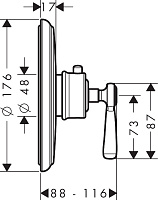Axor Montreux Термостат для душа встраиваемый, внешняя часть, цвет: полированное золото 16823990