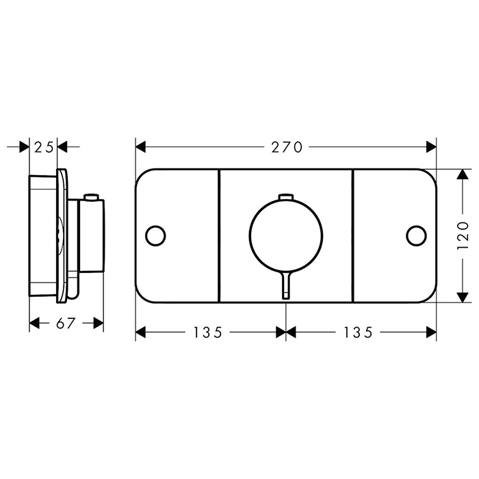 Axor One Термостат для душа встраиваемый на 2 потребителя, внешняя часть, цвет: матовый черный 45712670