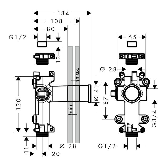 Axor One Скрытая часть запорного вентиля 45770180