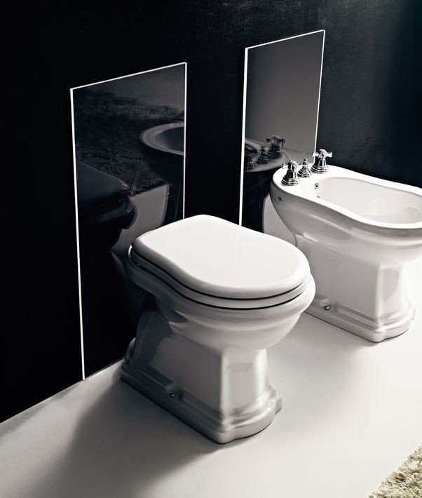 Kerasan Retro Крышка-сиденье для унитаза, с микролифтом, крепление бронза, цвет: Bianco lucido 108601