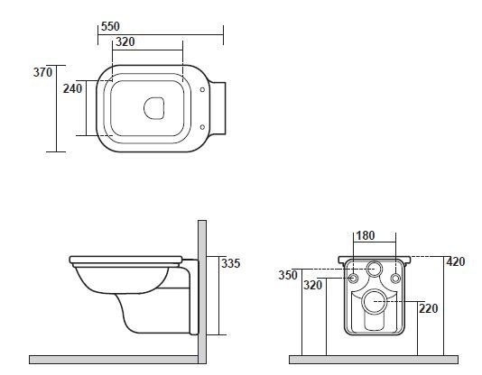 Kerasan Waldorf Унитаз подвесной 55x37 см, без крепления и сидения, цвет: Bianco lucido 411501bi