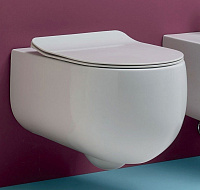 Kerasan Flo Крышка-сиденье Slim для унитаза, с микролифтом, крепление хром, цвет: Bianco lucido 319101