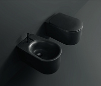 Kerasan Nolita Унитаз подвесной 55x35 см безободковый, с креплением, без сидения, цвет: Nero matt 531431