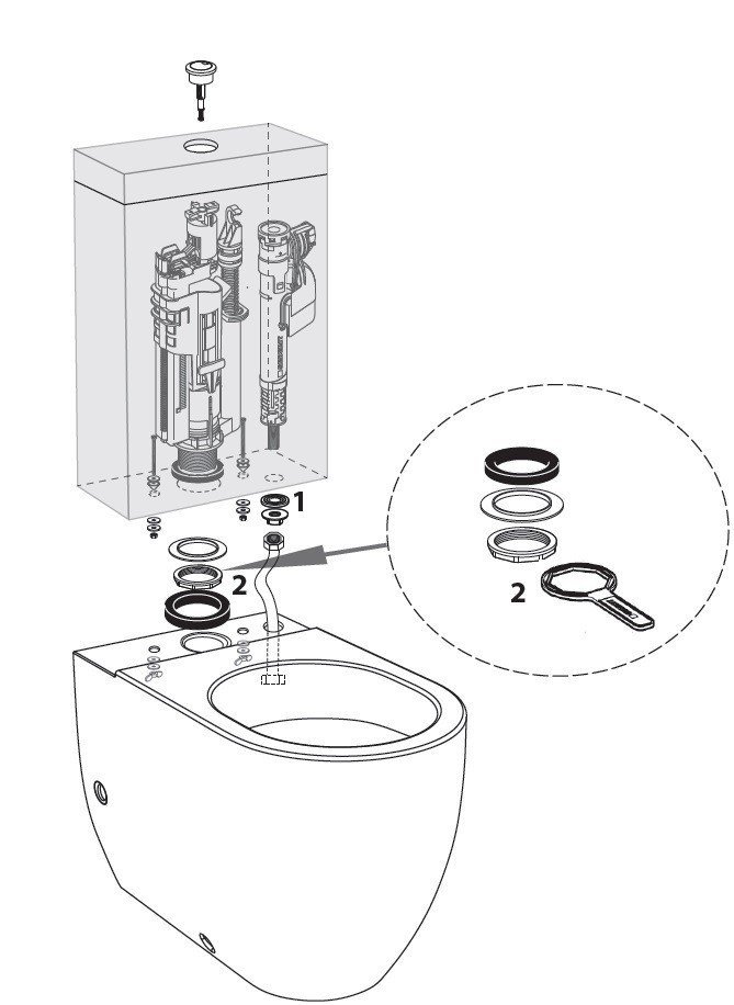 Kerasan Retro Механизм смыва для бачка унитаза с кнопкой, цвет: Oro 750991