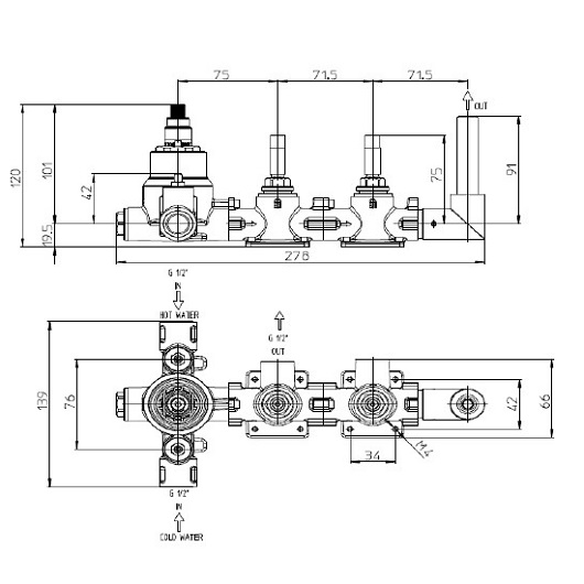 Bossini Apice Встраиваемая часть термостатического смесителя для душа Z00135