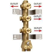 Bossini Встраиваемая часть с 2 запорными клапанами и девиаторами, 4 потребителя Z030271000