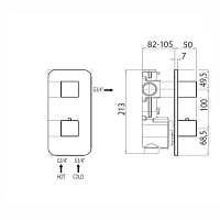 Bossini Cube Встраиваемая часть термостата с девиатором, 2 потребителя Z030205000
