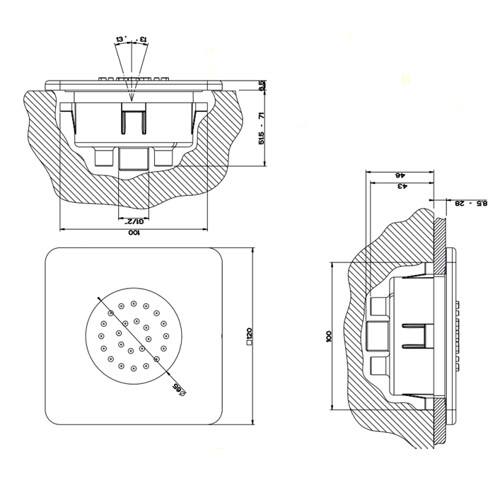 Gessi Внутренняя часть боковой встраиваемой форсунки 32985#031