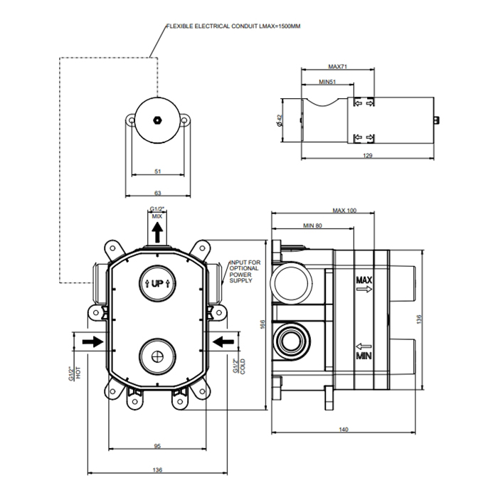 Gessi Встраиваемая часть для настенного электронного смесителя 44679#031