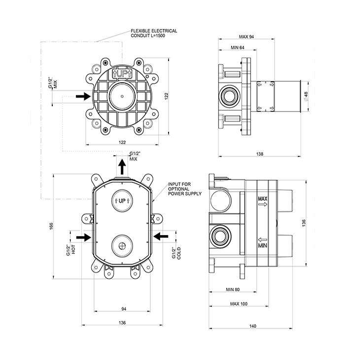 Gessi Встраиваемая часть для электронного смесителя 44665#031