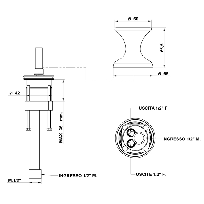 Bongio Soffi Переключатель на борт ванны, цвет золото 60566OR00