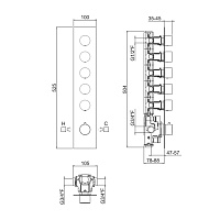 Carimali Встраиваемая часть для термостатического смесителя с 5-ю независимыми выходами W21059CR