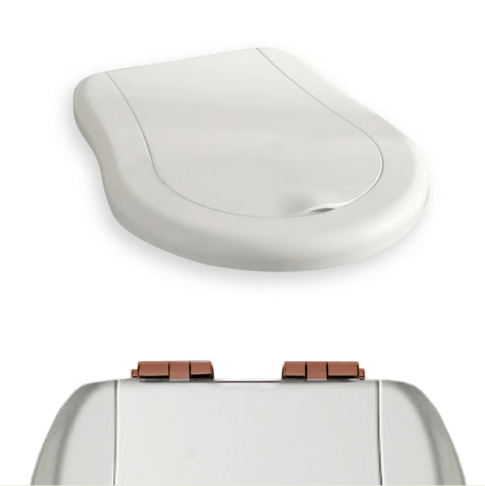 Kerasan Retro Крышка-сиденье для унитаза, с микролифтом, крепление бронза, цвет: Bianco lucido 108401