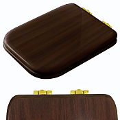 Kerasan Waldorf Крышка-сиденье для унитаза, с микролифтом, крепление золото, цвет: Noce massello 418740