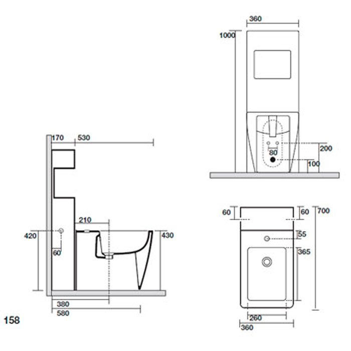 Kerasan Ego Бачок напольный для биде, с вырезом для аксессуаров, цвет: Bianco 2482 bi