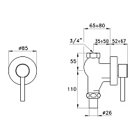 Stella 130 Запорный вентиль 703T, цвет хром BT 08000 CR00