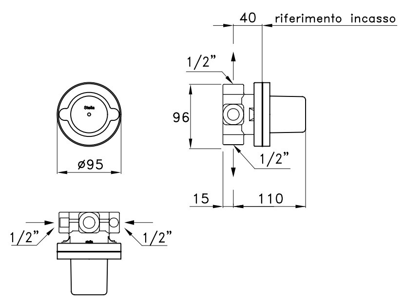 Stella Eccelsa Встраиваемся часть смесителя для душа/раковины UN 01400 0000