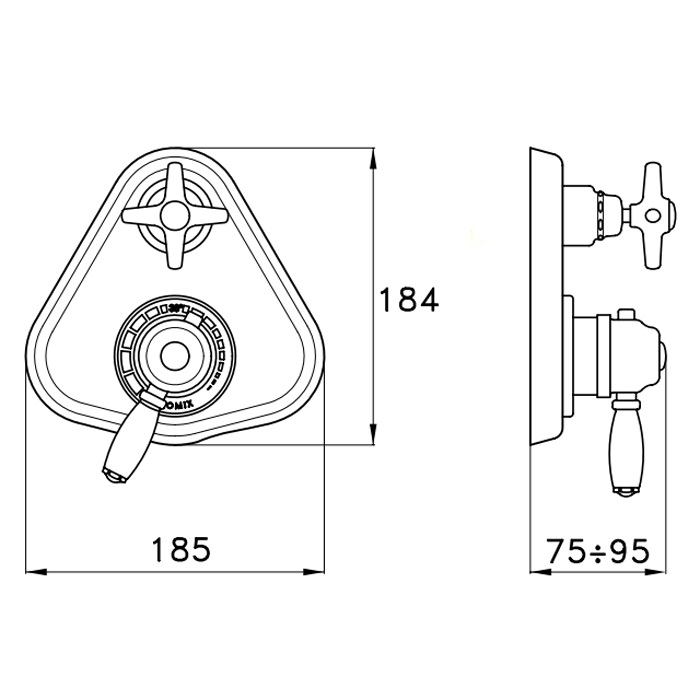 Stella Italica Внешняя часть встраиваемого термостат. смесителя для душа, цвет: хром IT06012CR00