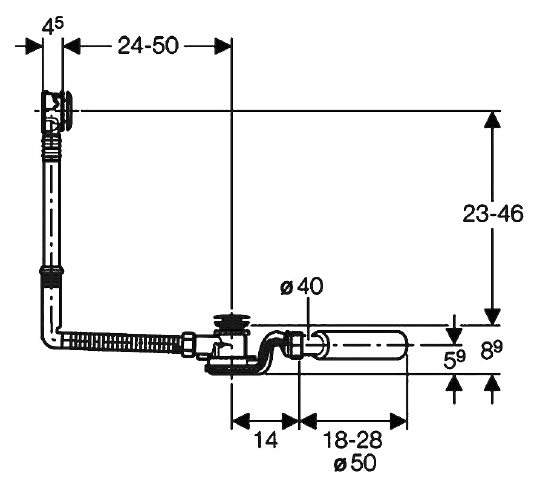 Слив-перелив Geberit  с кнопкой слива 150.756.21.1