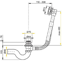 Timo Слив-перелив для ванны, металл, click-clack, цвет: белый 8004/16