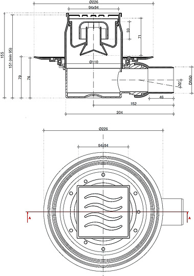 Pestan Dry Ceramic Точечный трап под плитку 10х10 см 13000107