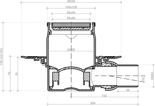 Pestan Dry Black Glass Точечный трап 10х10 см, цвет: черный 13000101
