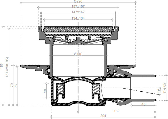 Pestan Black Glass Точечный трап 15х15 см, цвет: черный 13000089