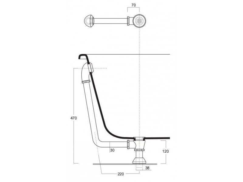 Simas Слив перелив для ванн 30100/30101, цвет золото 120017gold
