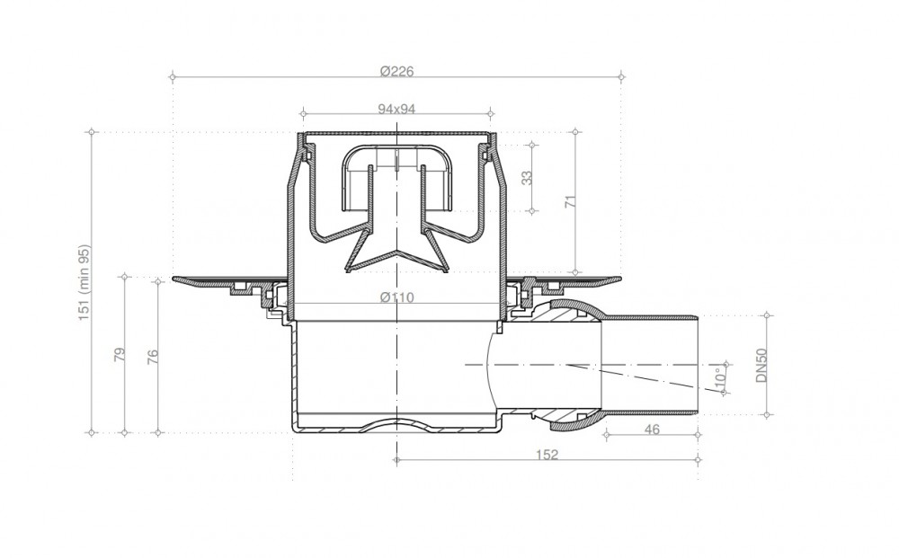 Pestan Dry Точечный трап 10х10 цвет:хром 13000015
