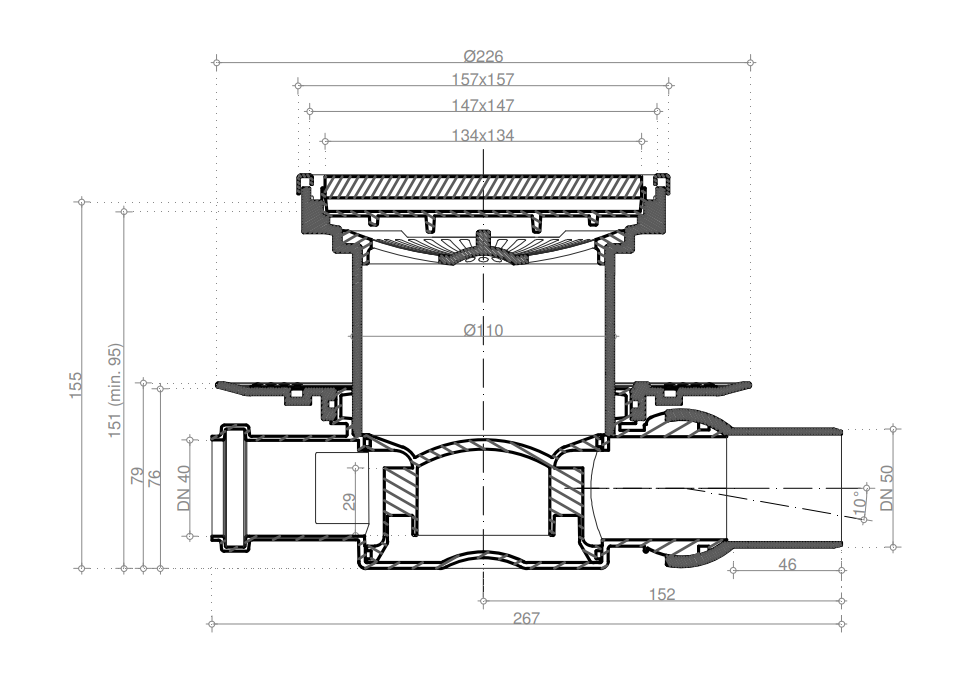 Pestan White Glass Точечный трап 15х15 см, цвет: белый 13000094
