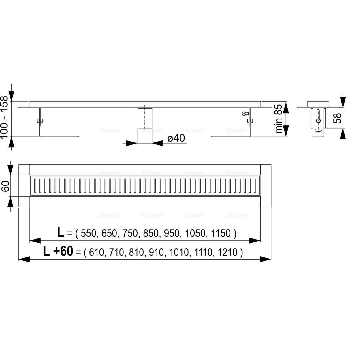 Alcaplast Водоотводящий желоб, 55 см, цвет: хром APZ2001-550