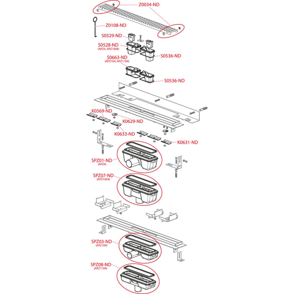 Alcaplast Водоотводящий желоб, 105 см, цвет: хром APZ104-1050