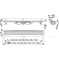 Alcaplast Водоотводящий желоб, 105 см, цвет: хром APZ104-1050