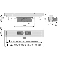 Alcaplast Водоотводящий желоб, 85 см, цвет: хром APZ16-850