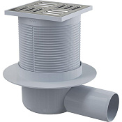 Alcaplast APV Сливной трап 10,5x10,5/5, подводка боковая, решетка нерж. сталь, цвет: хром APV3 APV31