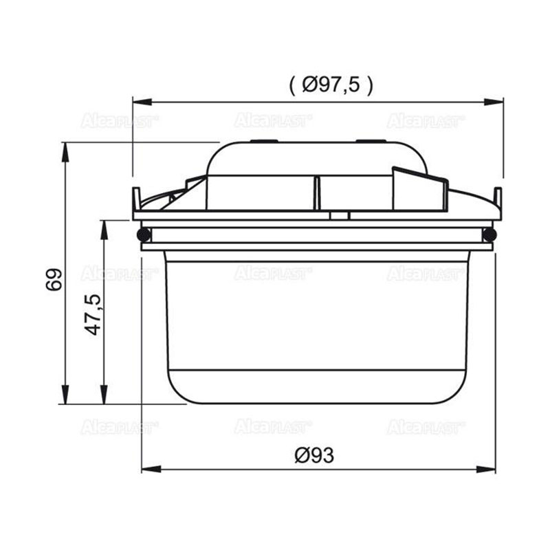 Alcaplast APV Гидрозатвор мокрый, цвет: серый APV0010