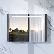 Am.Pm Sensation Зеркальный шкаф с подсветкой 100х15х70h см, 2 створки, 2 полки, цвет: табачный дуб M30MCX1001TF