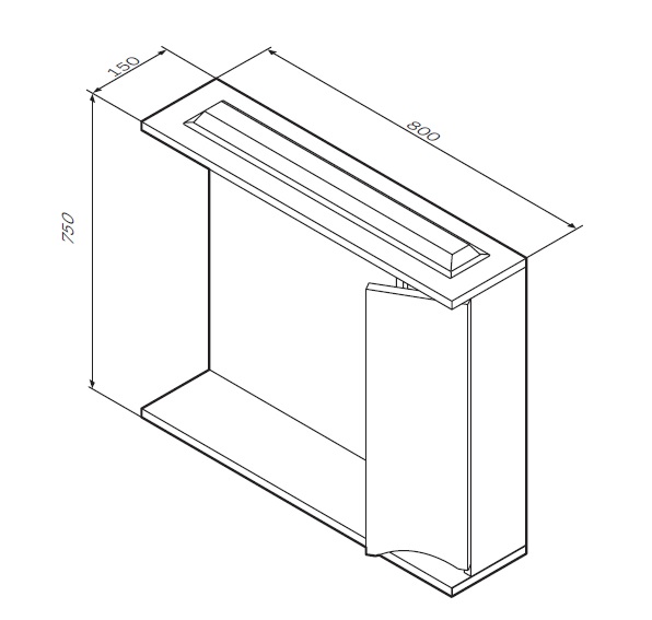 Am.Pm Like Зеркальный шкаф с подсветкой 80х15х78h см, 2 полки, розетка, правый, цвет: белый глянец M80MPR0801WG