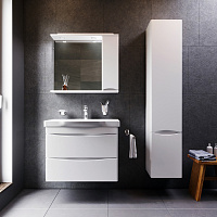 Am.Pm Like Зеркальный шкаф с подсветкой 80х15х78h см, 2 полки, розетка, правый, цвет: белый глянец M80MPR0801WG