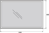 BelBagno Зеркало 100х3хh60 см. SPC-GRT-1000-600-LED-BTN