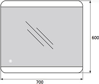 BelBagno Зеркало 60х3хh70 см. SPC-CEZ-700-600-LED-TCH