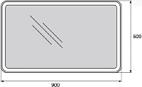 BelBagno Зеркало 90х3хh60 см. SPC-MAR-900-600-LED-BTN
