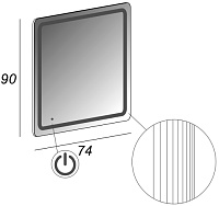 Cezares Зеркало подвесное с подсветкой 74x90h см, с сенсорным выключателем 44998