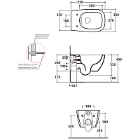 Globo Genesis Унитаз подвесной безободковый, с креплением, 36x55 см, цвет: smoke матовый GNS02SK