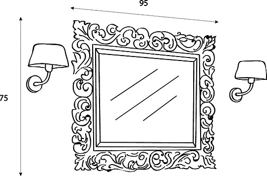 Cezares Без серии Зеркало, прямоугольный, 75х3хh95 см. 620/A